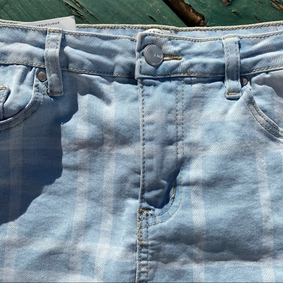 EUC American Bazi Asymmetrical Denim checkered Skirt. Size M. **NOT NEW** - Picture 2 of 5